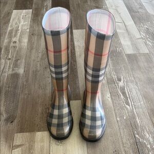 Authentic Burberry Pastel Plaid Knee-High Rain Boots